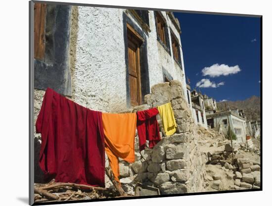 Monk's Clothes on Line, Tikse (Tiksay) Gompa (Monastery), Tikse (Tiksay), Indian Himalayas, India-Jochen Schlenker-Mounted Photographic Print