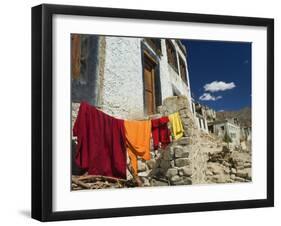 Monk's Clothes on Line, Tikse (Tiksay) Gompa (Monastery), Tikse (Tiksay), Indian Himalayas, India-Jochen Schlenker-Framed Photographic Print