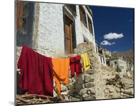 Monk's Clothes on Line, Tikse (Tiksay) Gompa (Monastery), Tikse (Tiksay), Indian Himalayas, India-Jochen Schlenker-Mounted Photographic Print