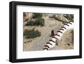 Monk walking the stairs in Drepung Monastery, Tibet, Lhasa, Tibet, China-Keren Su-Framed Photographic Print