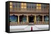 Monk Walking Through Punakha Dzong, Punakha District, Bhutan, Asia-Jordan Banks-Framed Stretched Canvas