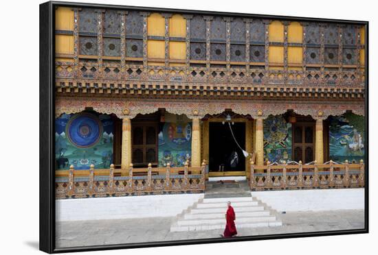 Monk Walking Through Punakha Dzong, Punakha District, Bhutan, Asia-Jordan Banks-Framed Photographic Print