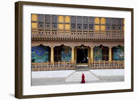 Monk Walking Through Punakha Dzong, Punakha District, Bhutan, Asia-Jordan Banks-Framed Photographic Print