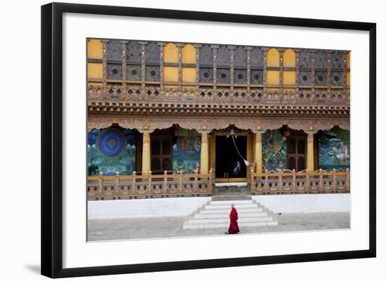 Monk Walking Through Punakha Dzong, Punakha District, Bhutan, Asia-Jordan Banks-Framed Photographic Print