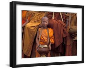 Monk with Alms Wok at That Luang Festival, Laos-Keren Su-Framed Premium Photographic Print