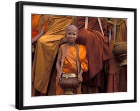 Monk with Alms Wok at That Luang Festival, Laos-Keren Su-Framed Photographic Print