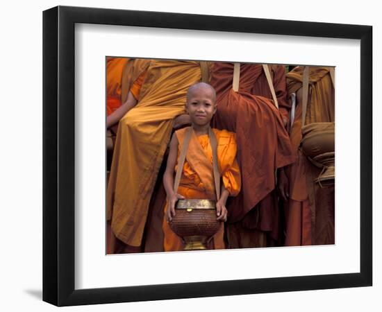 Monk with Alms Wok at That Luang Festival, Laos-Keren Su-Framed Photographic Print