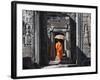 Monk with Buddhist Statues in Banteay Kdei, Cambodia-Keren Su-Framed Photographic Print