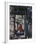 Monk with Buddhist Statues in Banteay Kdei, Cambodia-Keren Su-Framed Premium Photographic Print