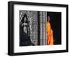 Monk with Buddhist Statues in Banteay Kdei, Cambodia-Keren Su-Framed Photographic Print