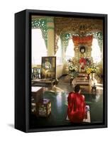 Monk Worshipping, Kuthodaw Pagoda, Mandalay, Myanmar (Burma)-Upperhall-Framed Stretched Canvas