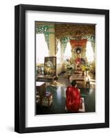 Monk Worshipping, Kuthodaw Pagoda, Mandalay, Myanmar (Burma)-Upperhall-Framed Photographic Print