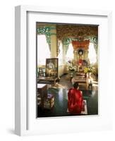 Monk Worshipping, Kuthodaw Pagoda, Mandalay, Myanmar (Burma)-Upperhall-Framed Photographic Print