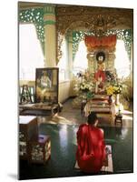 Monk Worshipping, Kuthodaw Pagoda, Mandalay, Myanmar (Burma)-Upperhall-Mounted Photographic Print