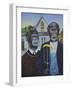 Monkey American Gothic-Sue Clyne-Framed Giclee Print