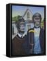 Monkey American Gothic-Sue Clyne-Framed Stretched Canvas