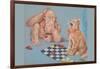 Monkey and Cat Playing Checkers-Peter Driben-Framed Art Print