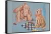 Monkey and Cat Playing Checkers-Peter Driben-Framed Stretched Canvas