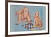 Monkey and Cat Playing Checkers-Peter Driben-Framed Premium Giclee Print