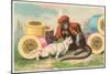 Monkey and Cat with Spools of Thread-null-Mounted Art Print