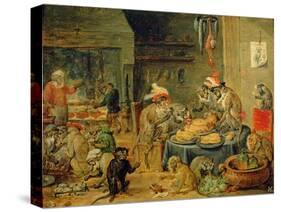 Monkey Banquet, 1810-David Teniers the Younger-Stretched Canvas