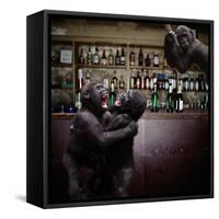 Monkey Bar (Drunk Monkeys) Art Poster Print-null-Framed Stretched Canvas