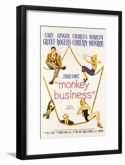 Monkey Business, Cary Grant, Ginger Rogers, Charles Coburn, Marilyn Monroe, 1952-null-Framed Art Print