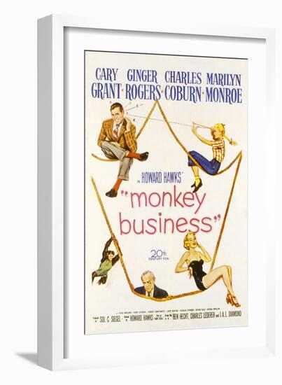 Monkey Business, Cary Grant, Ginger Rogers, Charles Coburn, Marilyn Monroe, 1952-null-Framed Art Print