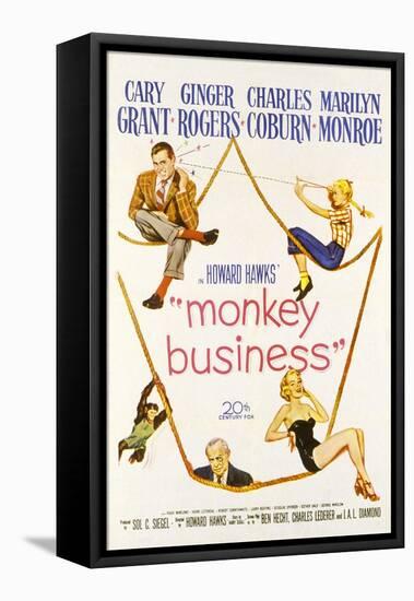 Monkey Business, Cary Grant, Ginger Rogers, Charles Coburn, Marilyn Monroe, 1952-null-Framed Stretched Canvas