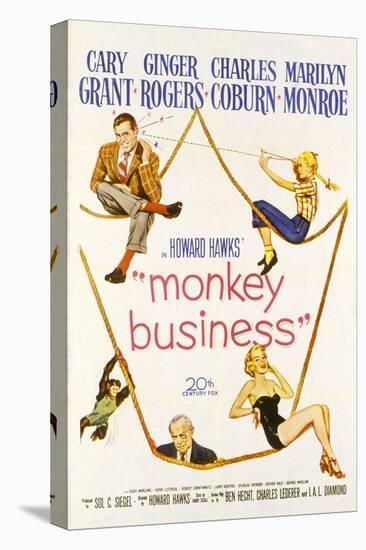 Monkey Business, Cary Grant, Ginger Rogers, Charles Coburn, Marilyn Monroe, 1952-null-Stretched Canvas