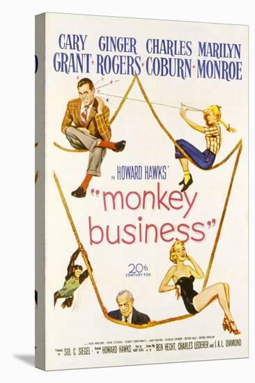 Monkey Business, Cary Grant, Ginger Rogers, Charles Coburn, Marilyn Monroe, 1952-null-Stretched Canvas