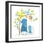 Monkey Characters Mother and Child in the Wild with Tree. Monkeys in Nature. Childish Comic and Car-Popmarleo-Framed Art Print