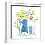 Monkey Characters Mother and Child in the Wild with Tree. Monkeys in Nature. Childish Comic and Car-Popmarleo-Framed Art Print