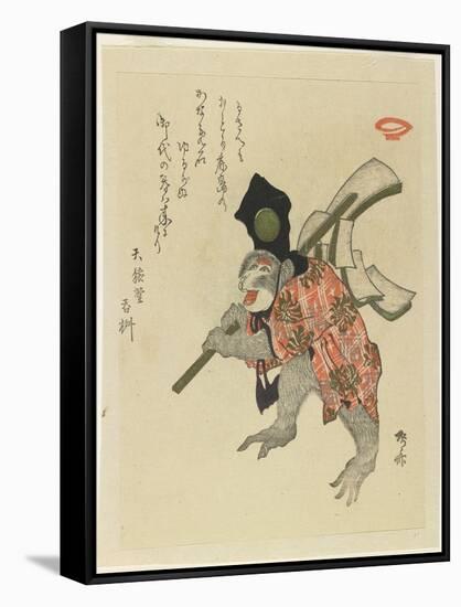 Monkey Costumed for a New Year's Dance, Early 19th Century-Ryuryukyo Shinsai-Framed Stretched Canvas