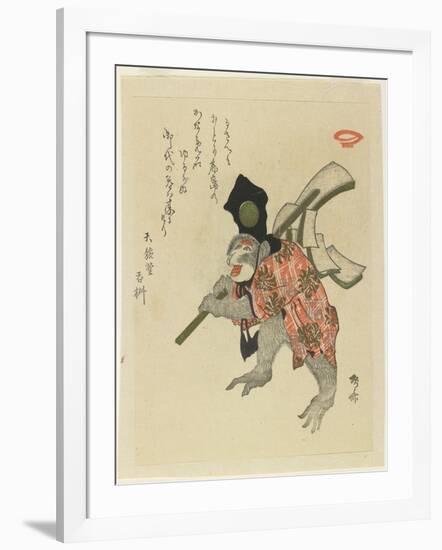 Monkey Costumed for a New Year's Dance, Early 19th Century-Ryuryukyo Shinsai-Framed Giclee Print