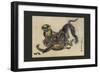 Monkey Fight-null-Framed Art Print