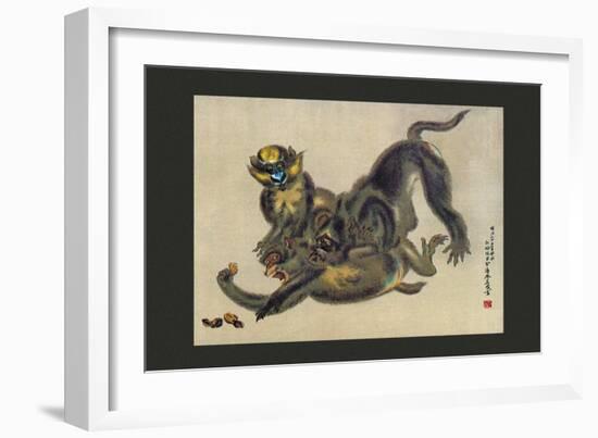 Monkey Fight-null-Framed Art Print