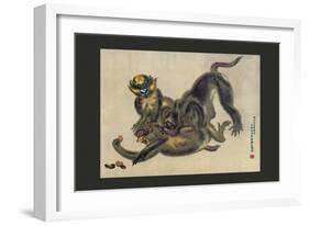 Monkey Fight-null-Framed Art Print