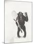 Monkey Holding a Tennis Racket and Ball-null-Mounted Photo