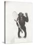 Monkey Holding a Tennis Racket and Ball-null-Stretched Canvas