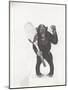 Monkey Holding a Tennis Racket and Ball-null-Mounted Photo