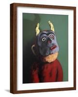 Monkey in Cow Mask, 2005,-Peter Jones-Framed Giclee Print