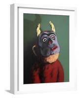 Monkey in Cow Mask, 2005,-Peter Jones-Framed Giclee Print