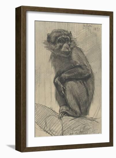 Monkey on a Branch, 1879-August Allebe-Framed Art Print