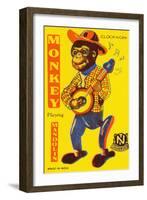 Monkey Playing Mandolin-null-Framed Art Print