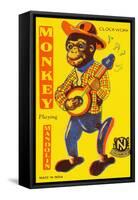 Monkey Playing Mandolin-null-Framed Stretched Canvas