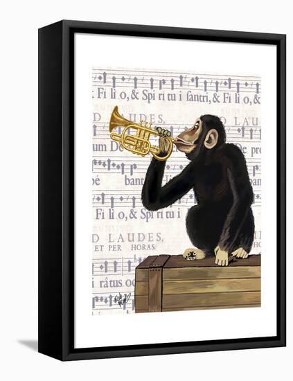 Monkey Playing Trumpet-Fab Funky-Framed Stretched Canvas