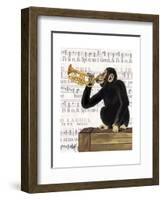 Monkey Playing Trumpet-Fab Funky-Framed Art Print