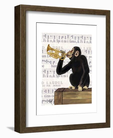 Monkey Playing Trumpet-Fab Funky-Framed Art Print