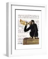 Monkey Playing Trumpet-Fab Funky-Framed Art Print